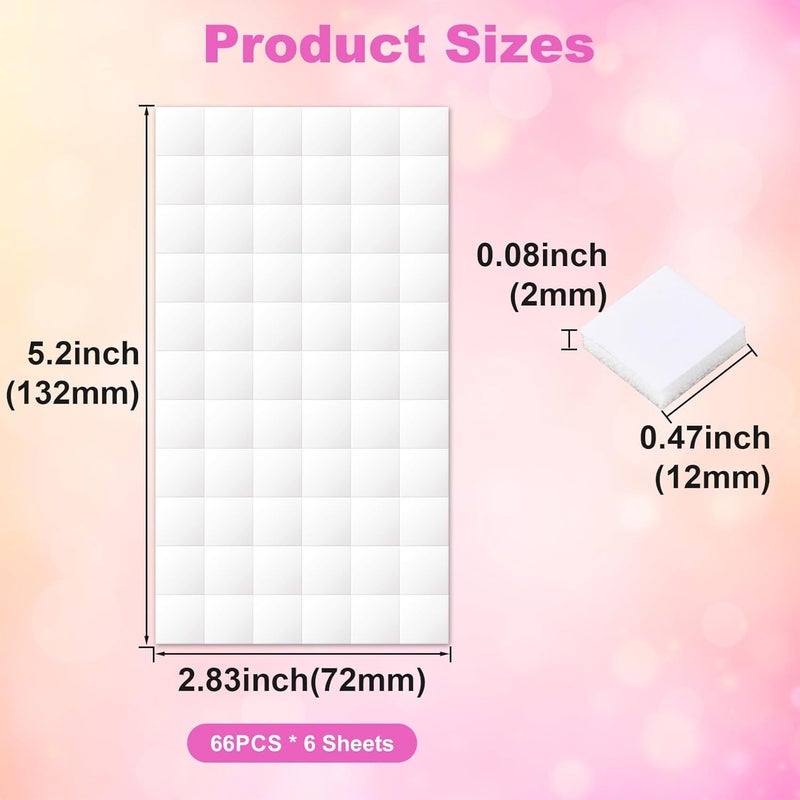 SmallCat 396 PCS Foam Discs Squares Stickers, 6 Sheet 3D Double-Sided Foam Adhesive Squares, Precut Foam Tapes for DIY Arts Crafts for Halloween Christmas - 0.47" - Image 2